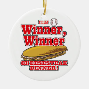 Adorno De Cerámica Cena de Cheesesteak Ganador de Béisbol de Filadelf