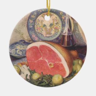 Adorno De Cerámica Cena de jamón vintage con judías verdes y patatas