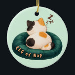 Adorno De Cerámica "CEO of Nap" Cat Sleeping on The Couch<br><div class="desc">Couch potato energy hehe,  a cat’s habit of sleeping anytime in its favorite spot,  which is the couch</div>