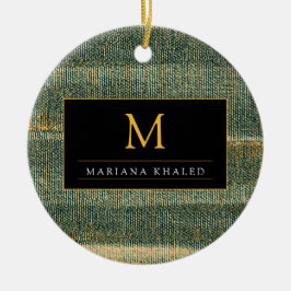 Adorno De Cerámica Cepillo verde elegante con oro y negro