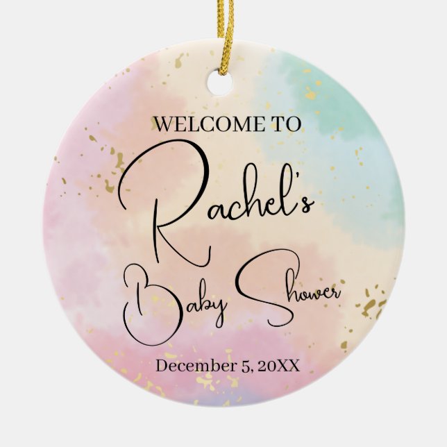 Adorno De Cerámica Cer de Personalizado de color arcoiris Baby Shower (Frente)