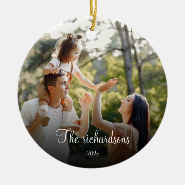Adorno De Cerámica Ceram de Navidades de fotografía familiar simple p (Frente)