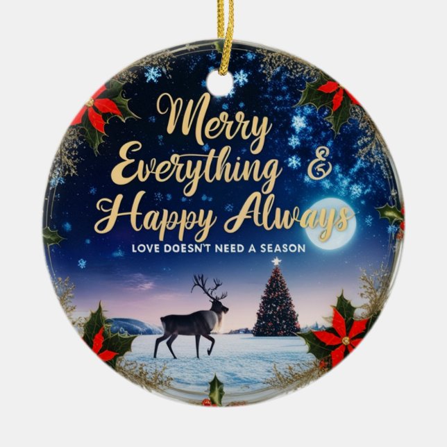 Adorno De Cerámica Ceramic Circle Ornament – Starry Night Holiday  (Frente)