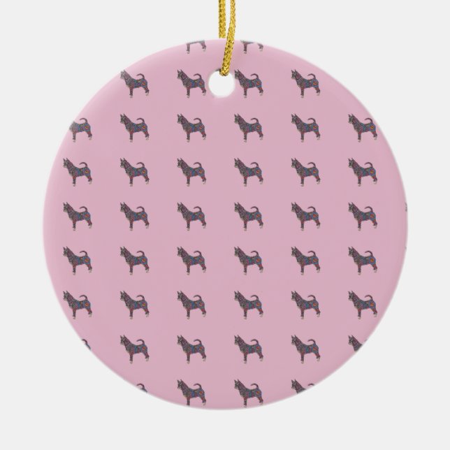 Adorno De Cerámica Ceramic Circle Ornament with chihuahua pattern (Frente)