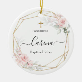 Adorno De Cerámica Cerámica Bautizada con Floral Geométrica Rubor