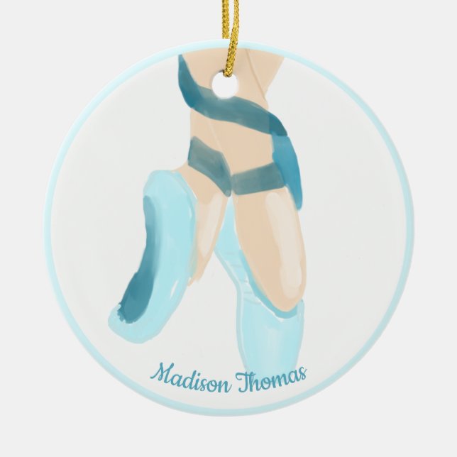 Adorno De Cerámica Cerámica Blue Personalizada Ballet Slippers (Frente)