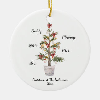 Adorno De Cerámica Cerámica de árbol de navidad familiar personalizad