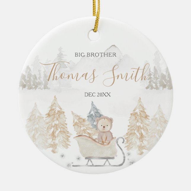 Adorno De Cerámica Cerámica de la Montaña Woodland Big Brother Winter (Frente)