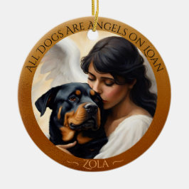 Adorno De Cerámica Cerámica Memorial Personalizada Rottweiler Angel