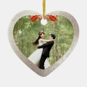 Adorno De Cerámica Cerámico Heart Faux Silver+Gold