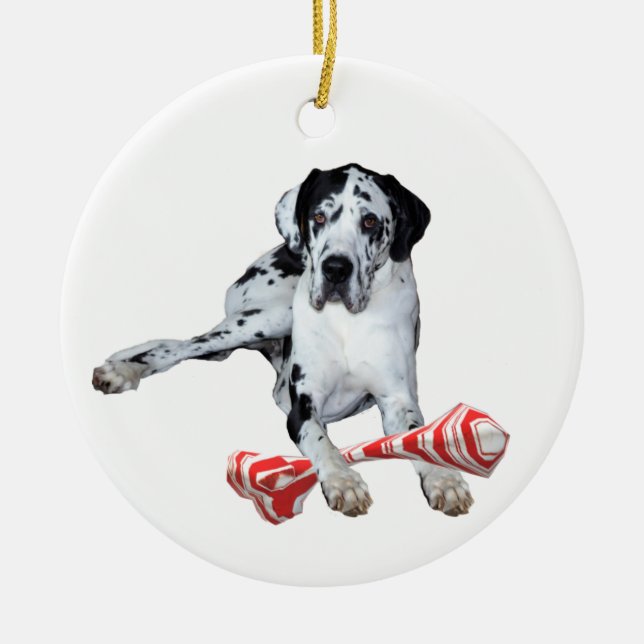 Adorno De Cerámica Cerámico Ornament Harlequin Great Dane (Frente)