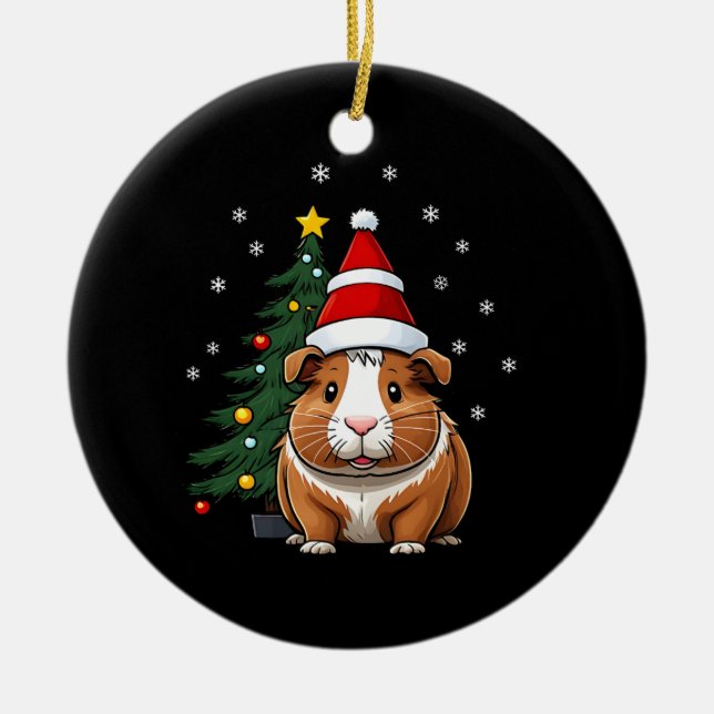 Adorno De Cerámica Cerdo de Guinea con Navidades (Frente)