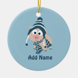 Adorno De Cerámica Cerdo de invierno