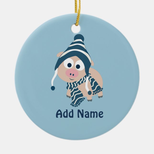 Adorno De Cerámica Cerdo de invierno (Frente)