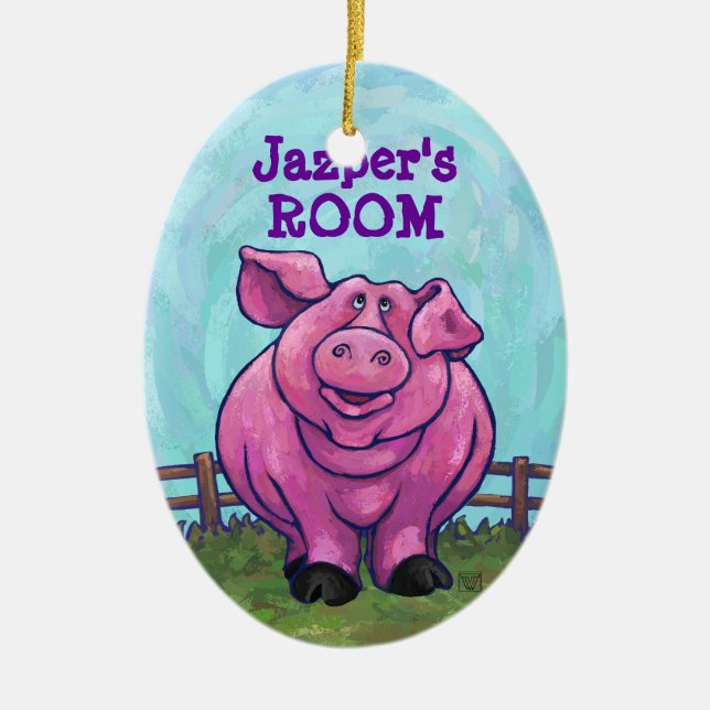 Adorno De Cerámica Cerdo en camino (Frente)