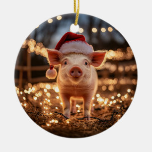 Adorno De Cerámica Cerdo en un Sombrero