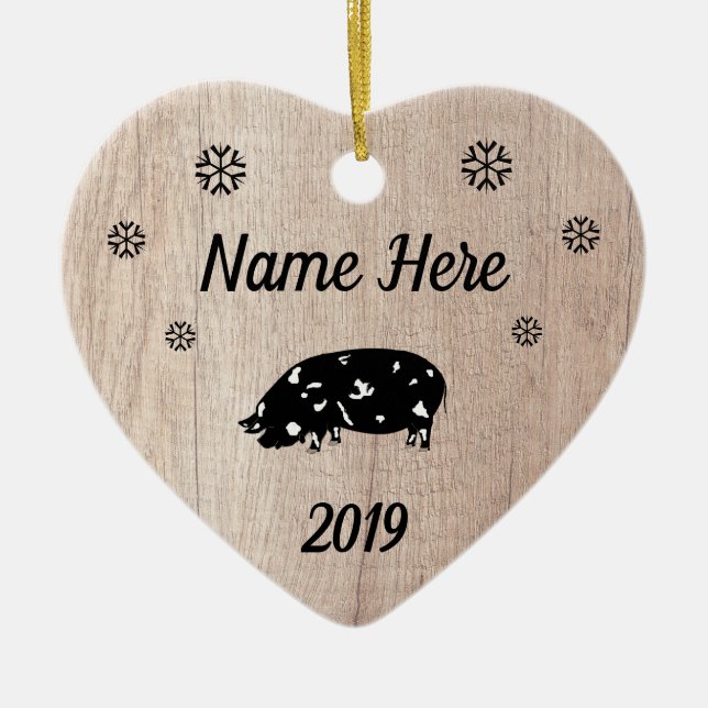 Adorno De Cerámica Cerdo KuneKune ruso personalizado (Frente)
