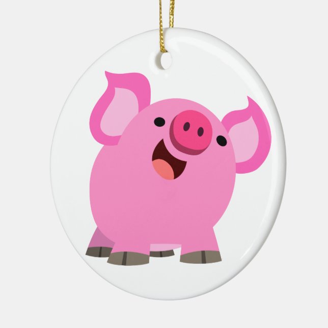 Adorno De Cerámica Cerdo Personalizado Cute Laughing (Izquierda)