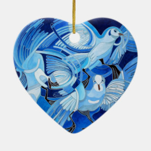 Adorno De Cerámica Cerdos de Tumbler en azul Ceruleño