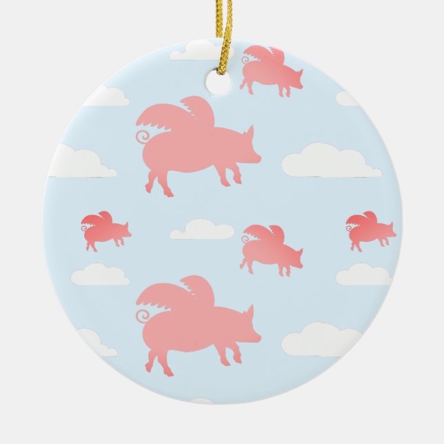 Adorno De Cerámica Cerdos voladores caprichosos (Frente)