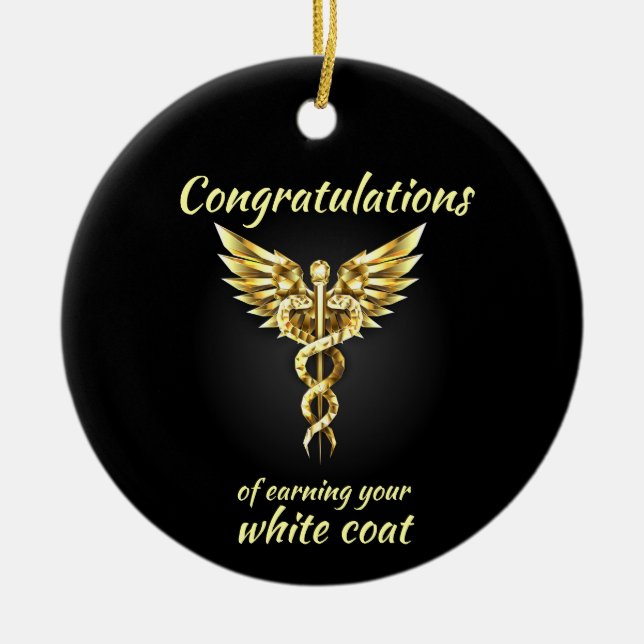 Adorno De Cerámica Ceremonia de Cocina Blanca Oro Médico (Frente)