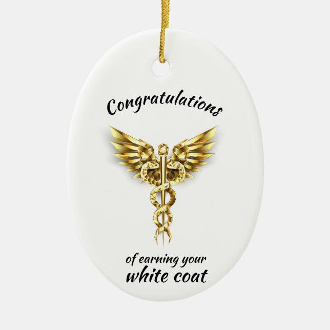 Adorno De Cerámica Ceremonia de Cocina Blanca Oro Médico (Frente)