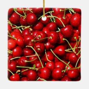 Adorno De Cerámica Cereza Cerezas Rojo