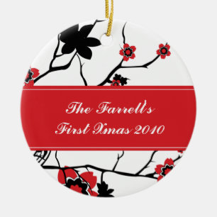 Adorno De Cerámica Cerezos en flor Parejas Primer Navidad