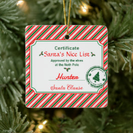 Adorno De Cerámica Certificado de Foto de Navidad Santa Lista de Buen