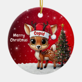 Adorno De Cerámica Cervatillo bebé Cupido, cervato, cierva, reno🦌 🎄