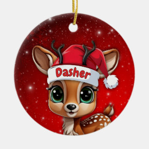Adorno De Cerámica Cervatillo Dasher, Ciervo bebé, Cierva, Reno🦌 🎄