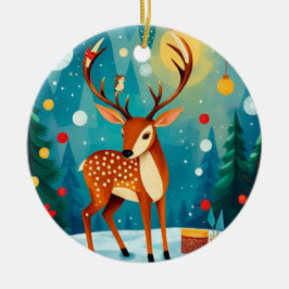 Adorno De Cerámica Cerveza festiva en un bosque nevado