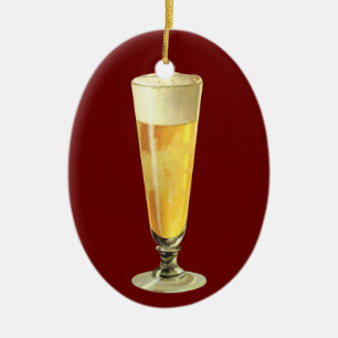 Adorno De Cerámica Cerveza vintage alta y helada, bebida alcohólica