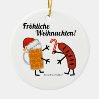 Adorno De Cerámica ¡Cerveza y Bratwurst - Fröhliche Weihnachten!