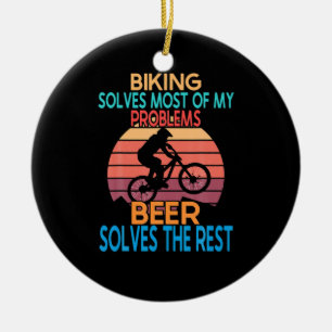 Adorno De Cerámica Cerveza Y Cumpleaños En Bicicleta