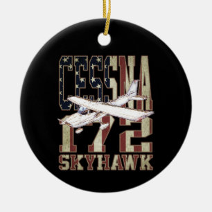 Adorno De Cerámica Cessna 172 Skyhawk con la bandera de los Estados U