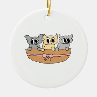 Adorno De Cerámica Cesta con 3 gatitos, Personalizado.