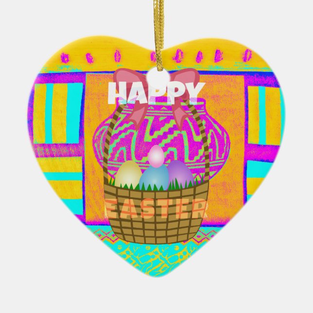 Adorno De Cerámica Cesta de Pascua inspirada en África Occidental y H (Frente)