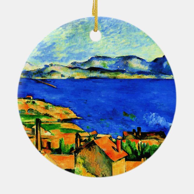 Adorno De Cerámica Cezanne - Golfo de Marsella, pintura famosa, (Atrás)