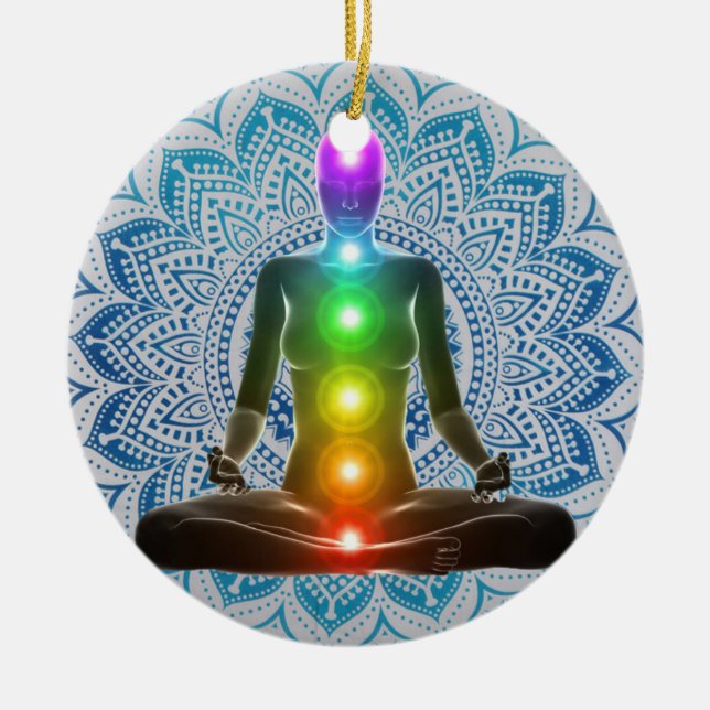 Adorno De Cerámica Chakra, Mandala, Navidades espirituales, regalos C (Frente)