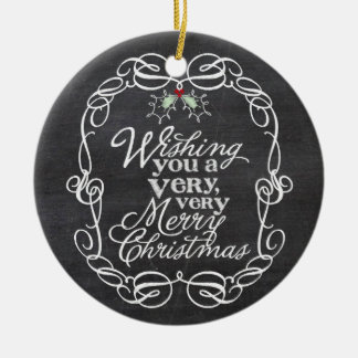 Adorno De Cerámica Chalkboard Mistletoguiones Merry Christmas Photo