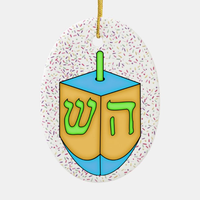 Adorno De Cerámica Chanukah Dreidel (Frente)