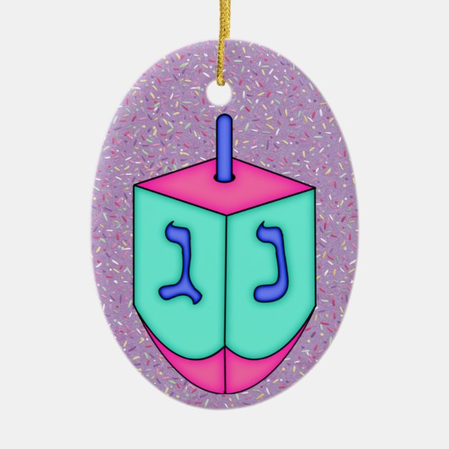 Adorno De Cerámica Chanukah Dreidel (Frente)