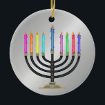 Adorno De Cerámica Chanukah Menorah<br><div class="desc">Diviértete con esto. ¡Piensen en los temas! Juega con colores de fondo, agrega o elimina texto, y (por un poco de cargo adicional) personalizar la parte posterior con imágenes, color, tu logotipo / información comercial., etc.! También son excelentes para regalos o para usar como toque final de clase en su...</div>