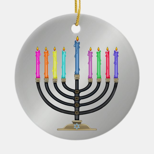 Adorno De Cerámica Chanukah Menorah (Frente)