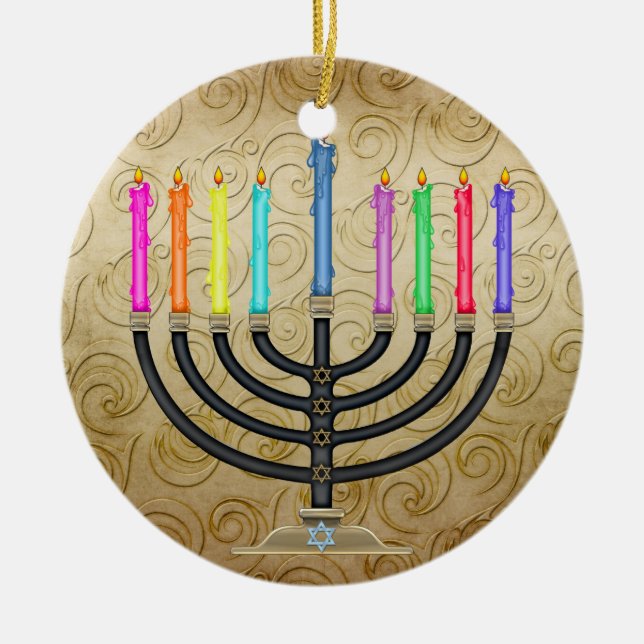 Adorno De Cerámica Chanukah Menorah (Frente)