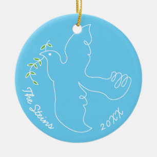 Adorno De Cerámica "Chanukkah Dove"