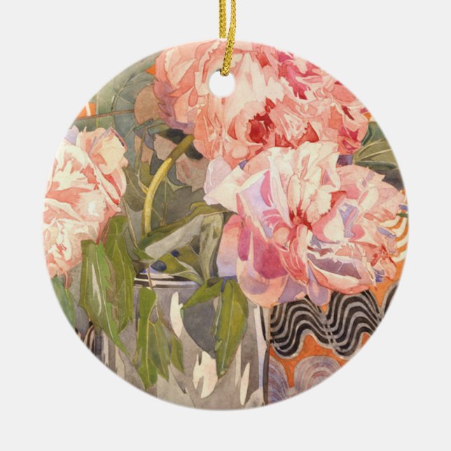 Adorno De Cerámica Charles Rennie Mackintosh - Peonies (Frente)