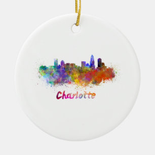 Adorno De Cerámica Charlotte skyline in watercolor