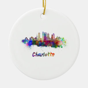 Adorno De Cerámica Charlotte V2 skyline in watercolor